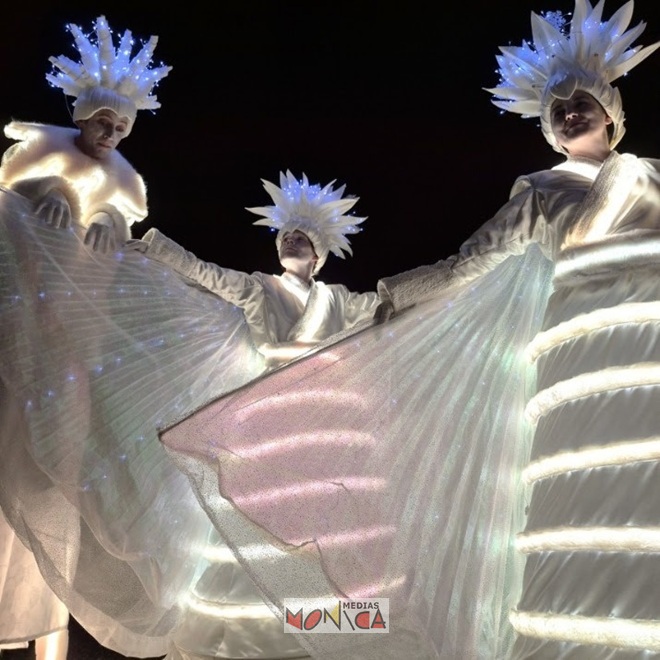 Echassiers blancs lumineux musicaux de l hiver et Noel Echassiers blancs lumineux musicaux de l hiver et Noel