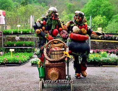 Le potager des grosses legumes a pied avec leur panier bien garnis