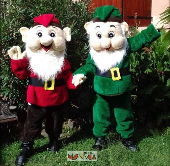 Mascotte lutin du pere noel avec comedien pour animation ou operation marketing