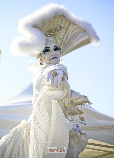 Les echassiers des ombres blanches pour fete de ville a Noel