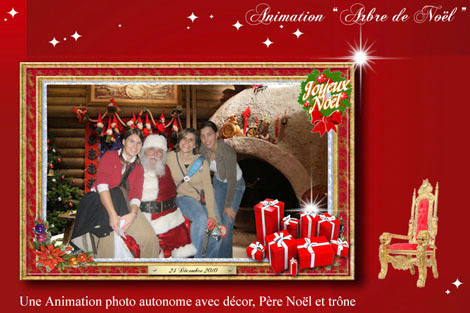 Animation photo pere noel avec decor et trone