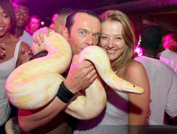 Charmeur et charmeuse de serpents en duo lors d une soiree exotique
