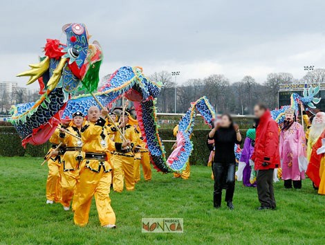 Danse du dragon chinois  du nouvel An en exterieur