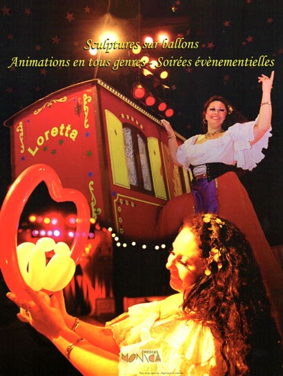 Roulotte foraine pour ballons sculptés et chiromancie gitane