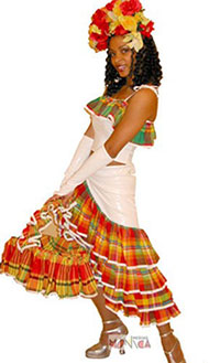 Danseuse creole de musique antillaise en costume madras
