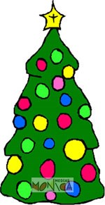 Sapin de noel avec boules et etoile dessine par un enfant