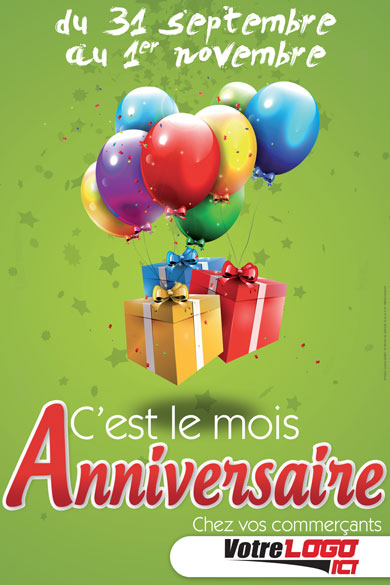 Affiches du Mois Anniversaire, Affiche Impression Création Fabrication, Print et Signalétique pour Fête de Ville Commerçants Evénement Entreprise  Grande Distribution