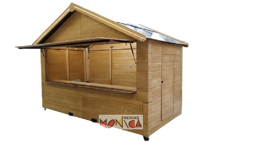 Chalet de noel pliable en bois pour marche en exterieur avec auvent ouvert