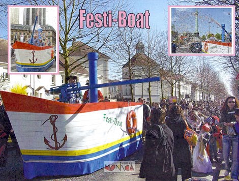 Char bateau de carnaval avec pirates et canon confetti